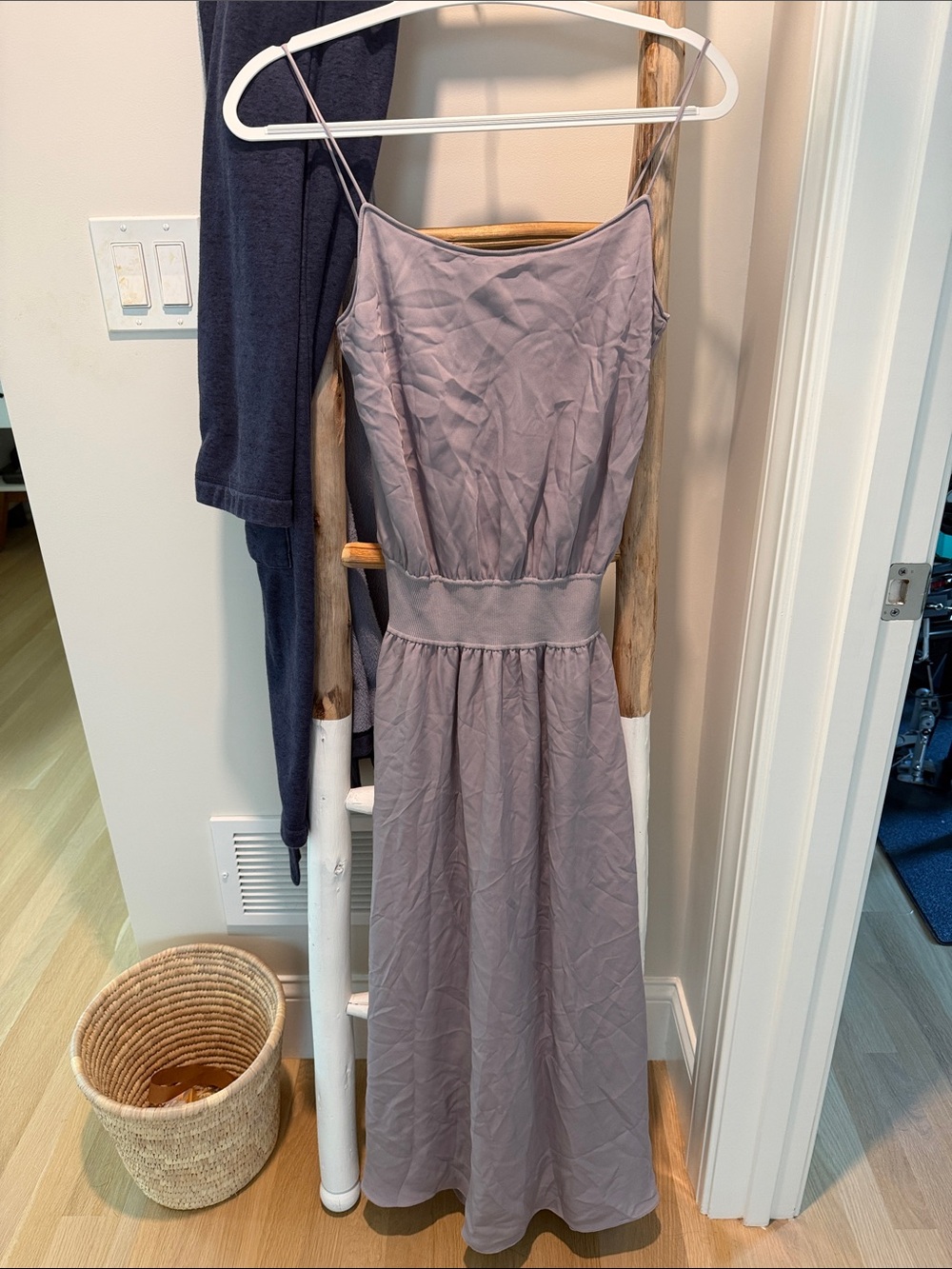 Theory Lavender Rib silk Spaghetti-Strap Maxi Dress